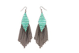 Blue & Black Colored Metal Dangle-Earrings With Bead Accents #LQE1770