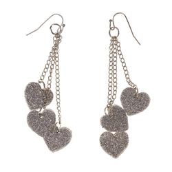 Heart Dangle-Earrings Silver-Tone Color #LQE1772