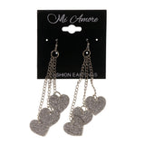 Heart Dangle-Earrings Silver-Tone Color #LQE1772