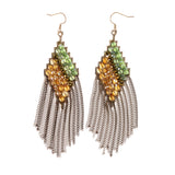 Colorful & Gold-Tone Colored Metal Dangle-Earrings With Bead Accents #LQE1774