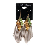 Colorful & Gold-Tone Colored Metal Dangle-Earrings With Bead Accents #LQE1774