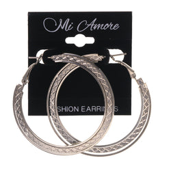 Silver-Tone Metal Hoop-Earrings #LQE1776