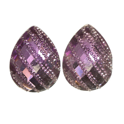 Purple Acrylic Stud-Earrings #LQE1779
