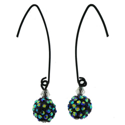 Metal Drop-Dangle-Earrings With Crystal Accents Black & Blue Colored