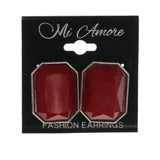 Red & Silver-Tone Colored Metal Stud-Earrings #LQE1780