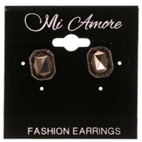 Black & Silver-Tone Colored Metal Stud-Earrings With Crystal Accents #LQE1781