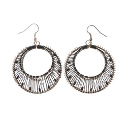 Black & Silver-Tone Colored Metal Dangle-Earrings #LQE1799