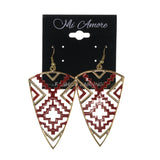 Gold-Tone & Red Colored Metal Dangle-Earrings #LQE1802