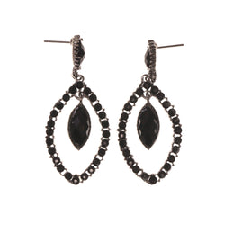 Black & Silver-Tone Metal -Dangle-Earrings Crystal Accents #LQE1803