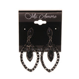 Black & Silver-Tone Metal -Dangle-Earrings Crystal Accents #LQE1803