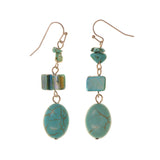 Blue & Silver-Tone Colored Metal Dangle-Earrings With Stone Accents #LQE1809