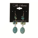 Blue & Silver-Tone Colored Metal Dangle-Earrings With Stone Accents #LQE1809