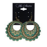 Green & White Colored Metal Dangle-Earrings #LQE1813