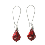 Red & Silver-Tone Colored Metal Dangle-Earrings #LQE1823