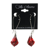 Red & Silver-Tone Colored Metal Dangle-Earrings #LQE1823