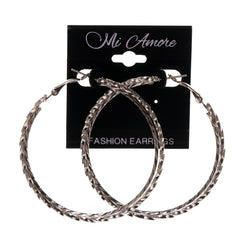 Silver-Tone Metal Hoop-Earrings #LQE1826