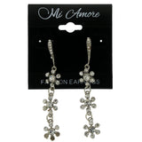 Silver-Tone Metal Dangle-Earrings With Crystal Accents