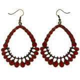 Red & Gold-Tone Colored Metal Dangle-Earrings