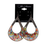 Silver-Tone & Multi Colored Metal Dangle-Earrings With Bead Accents #LQE1843