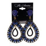 Blue & Gold-Tone Metal -Dangle-Earrings Crystal Accents #LQE1848