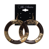 Gold-Tone & Brown Colored Metal Dangle-Earrings #LQE1852