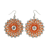 Orange & Silver-Tone Colored Metal Dangle-Earrings #LQE1854