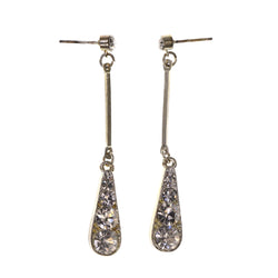 Silver-Tone Metal Drop-Dangle-Earrings With Crystal Accents #LQE1857