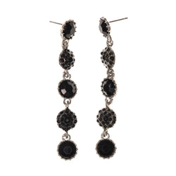 Black & Silver-Tone Metal -Dangle-Earrings Crystal Accents #LQE1858
