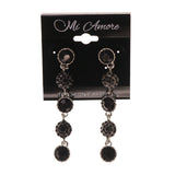 Black & Silver-Tone Metal -Dangle-Earrings Crystal Accents #LQE1858