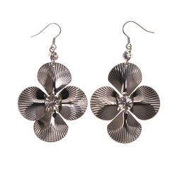 Flower Dangle-Earrings Silver-Tone Color #LQE1885