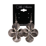 Flower Dangle-Earrings Silver-Tone Color #LQE1885