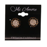 Black & Silver-Tone Colored Metal Stud-Earrings With Crystal Accents #LQE1890