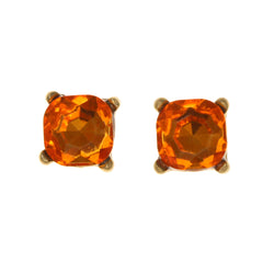 Orange & Gold-Tone Colored Metal Stud-Earrings #LQE1895