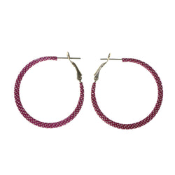 Pink & White Colored Metal Hoop-Earrings #LQE1905