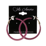 Pink & White Colored Metal Hoop-Earrings #LQE1905