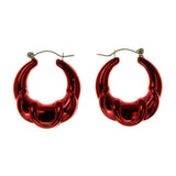 Red Metal Hoop-Earrings #LQE1910