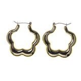 Flower Hoop-Earrings Gold-Tone Color #LQE1911