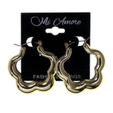 Flower Hoop-Earrings Gold-Tone Color #LQE1911