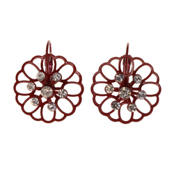 Flower Dangle-Earrings Red Color #LQE1914