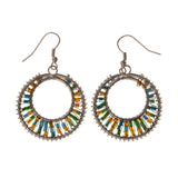 Silver-Tone & Multi Colored Metal Dangle-Earrings With Bead Accents #LQE1926