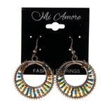 Silver-Tone & Multi Colored Metal Dangle-Earrings With Bead Accents #LQE1926