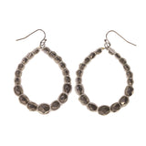 Silver-Tone & White Colored Acrylic Dangle-Earrings With Bead Accents #LQE1928