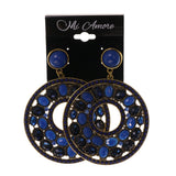 Blue & Gold-Tone Metal -Dangle-Earrings Crystal Accents #LQE1935
