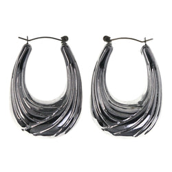 Silver-Tone Metal Hoop-Earrings #LQE1954