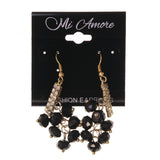 Black & Gold-Tone Colored Metal Dangle-Earrings With Bead Accents #LQE1955