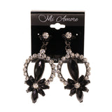 Black & Silver-Tone Metal -Dangle-Earrings Crystal Accents #LQE1957