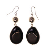 Black & Silver-Tone Colored Metal Dangle-Earrings With Bead Accents #LQE1963