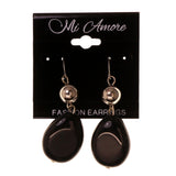 Black & Silver-Tone Colored Metal Dangle-Earrings With Bead Accents #LQE1963