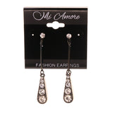 Silver-Tone & Black Metal -Dangle-Earrings Crystal Accents #LQE1971