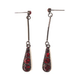 Red & Silver-Tone Metal -Dangle-Earrings Crystal Accents #LQE1972